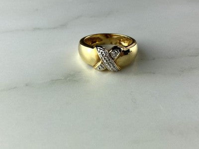 925 Sterling Silver Gold Plated Ring Size 5.5