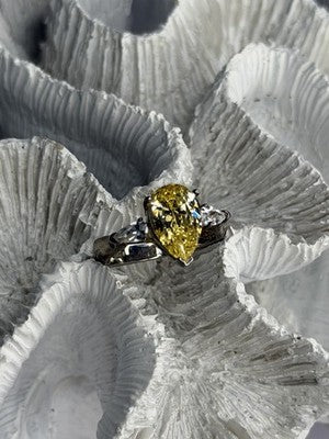 NV 925 Sterling Silver Citrine & White Spinel Ring Size 8