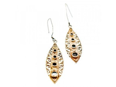Vintage 925 Sterling Silver Black Agate Earrings