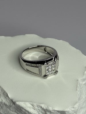 925 Sterling Silver CZ Men'S Ring Size 12