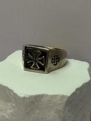Vintage 925 Sterling Silver "Cross" Ring Size  10.5