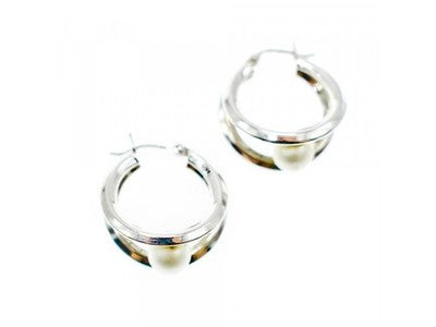 925 Sterling Silver Pearls Earrings Italy