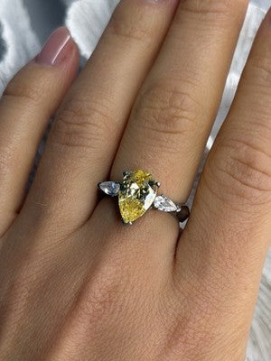 NV 925 Sterling Silver Citrine & White Spinel Ring Size 8