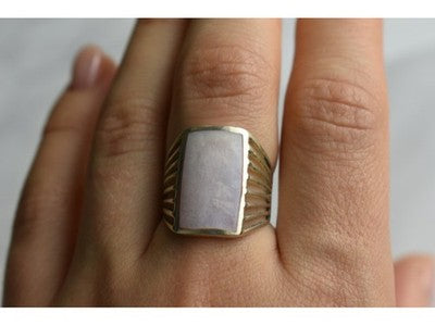 925 Sterling Silver Pink Mother OF Pearl Ring Size 8