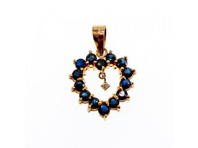 14K Yellow Gold Sapphires & Diamond Pendant