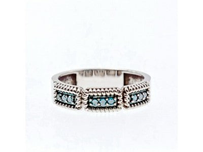 925 Sterling Silver Blue Spinel Ring Size 9
