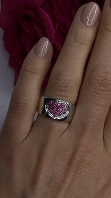 925 Sterling Silver Pink Topaz Heart Ring Size 7