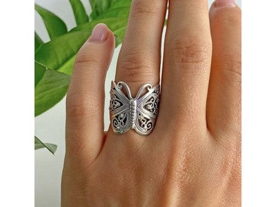 925 Sterling Silver CZ "Butterfly" Ring Size 6.5