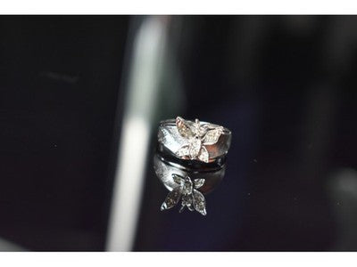 925 Sterling Silver CZ "Butterfly" Ring Size 9