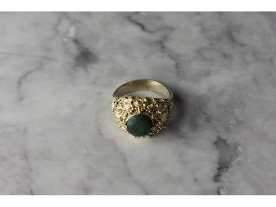 Vintage 925 Sterling Silver Malachite Ring Size 5.5