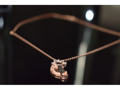 925 Sterling Silver Gold Plated CZ "Black Cat" Chain with Pendant Turkey