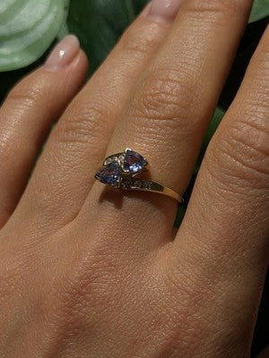 Elegant 14K Yellow Gold Tanzanite & Diamond Ring Size 8.5