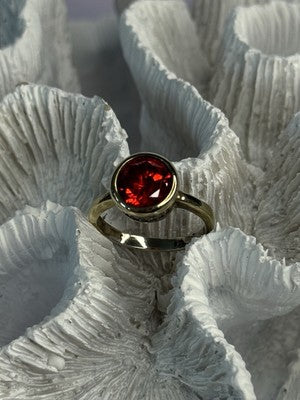 925 Sterling Silver Orange Crystal Ring Size 7