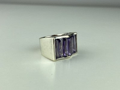 925 Sterling Silver Purple Tourmaline Ring Size 6
