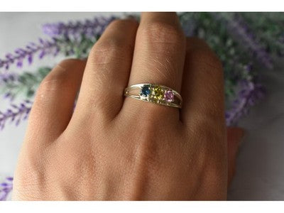 925 Sterling Silver Multicolor CZ Ring Size 9.5