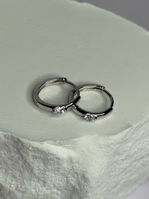925 Sterling Silver Minimalist CZ Earrings Length 0.5 Inch