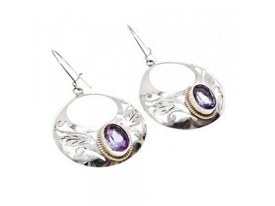 Vintage 925 Sterling Silver Amethyst Earrings