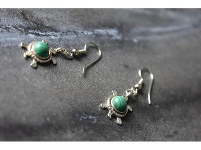 925 Sterling Silver Malachite "Turtles" Earrings