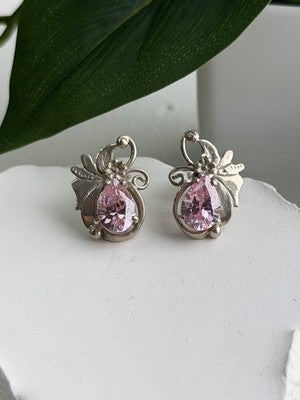 Lovely 925 Sterling Silver Pink Spinel Earrings