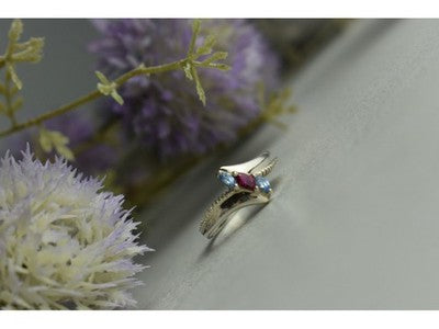 925 Sterling Silver Pink Spinel & Topaz Ring Size 7