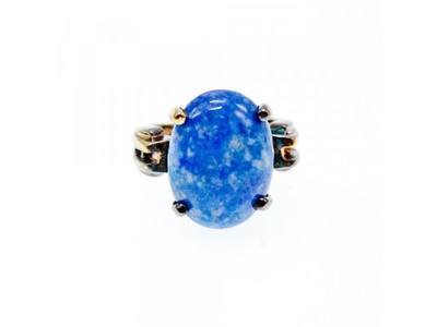Vintage 925 Sterling Silver Gold Plated Larimar Ring Size 5.5