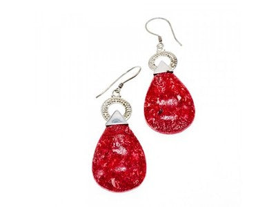Vintage 925 Sterling Silver Red Jasper Earrings