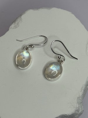925 Sterling Silver Moonstone Earrings Length 1.1 Inch