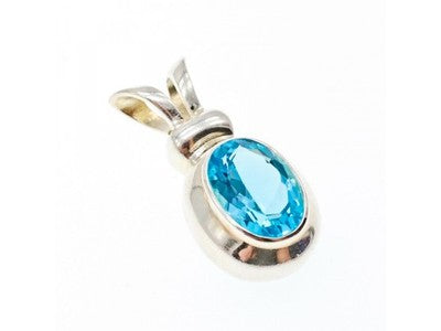 925 Sterling Silver Blue Topaz Pendant