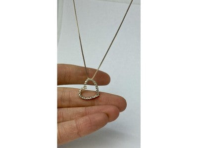 925 Sterling Silver Gold Plated CZ "Heart" Chain With Pendant Italy