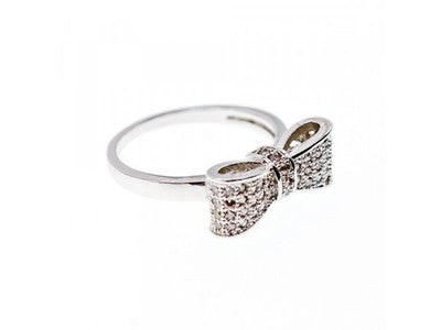 925 Sterling Silver CZ "Bow" Ring Size 8.5