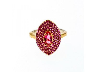 925 Sterling Silver with Gilding Rubellite Set
