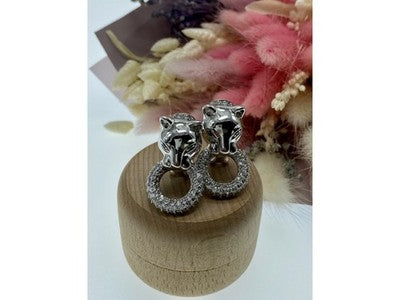 925 Sterling Silver CZ "Panther" Earrings