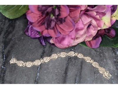 925 Sterling Silver Marcasites Openwork Bracelet Size 7 IN