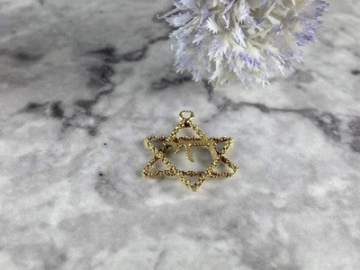 14K Yellow Gold Star OF David Pendant