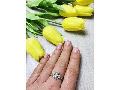 925 Sterling Silver Topaz Ring Size 8.5