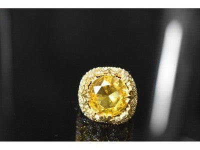 925 Sterling Silver Yellow Alpanite & CZ Ring Size 8 Turkey