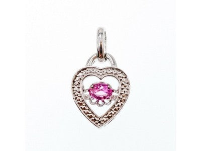 925 Sterling Silver Pink CZ "Heart" Pendant