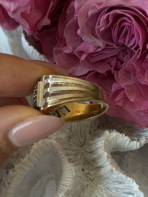 Mens 925 Sterling Silver White & Brown Tourmaline Ring Size 10.5