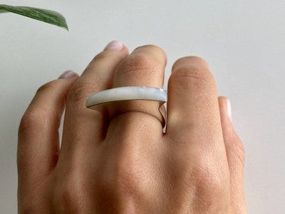 925 Sterling Silver Mother OF Pearl Ring Size 8.5