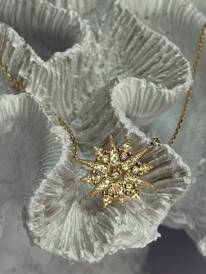 18K 750 YELLOW GOLD STAR DIAMONDS NECKLACE 17 INCH