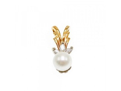 14 K Yellow Gold Pearl & Sapphires Pendant