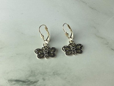 Vintage 925 Sterling Silver Marcasites "Butterflies" Earrings