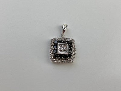 14K White Gold Sapphires & Diamonds Pendant