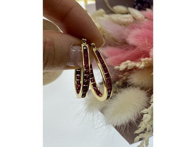 925 Sterling Silver Gold Plated Pink Spinel Earrings