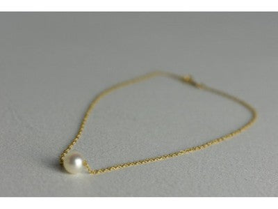 Children'S 14K Yellow Gold Pearl Chain With Pendant