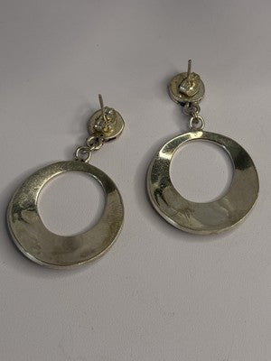 Vintage 925 Sterling Silver Turquoise Earrings Length 1.80 Inch