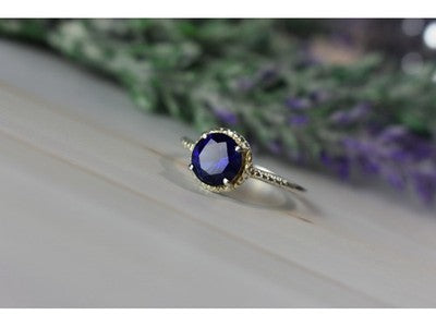 925 Sterling Silver Sapphire Classic Ring Size 8