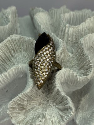 925 Sterling Silver Alpanite & CZ Ring Size 7 Length 1.45 Inch