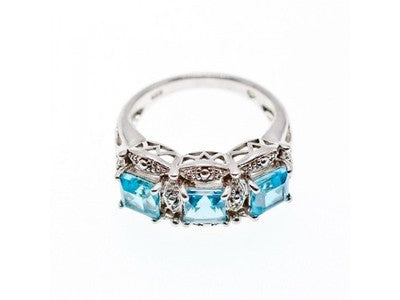 925 Sterling Silver Topaz Ring Size 8