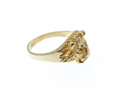 14K Yellow Gold Ruby & Quartz "Lion" Ring Size 8.5